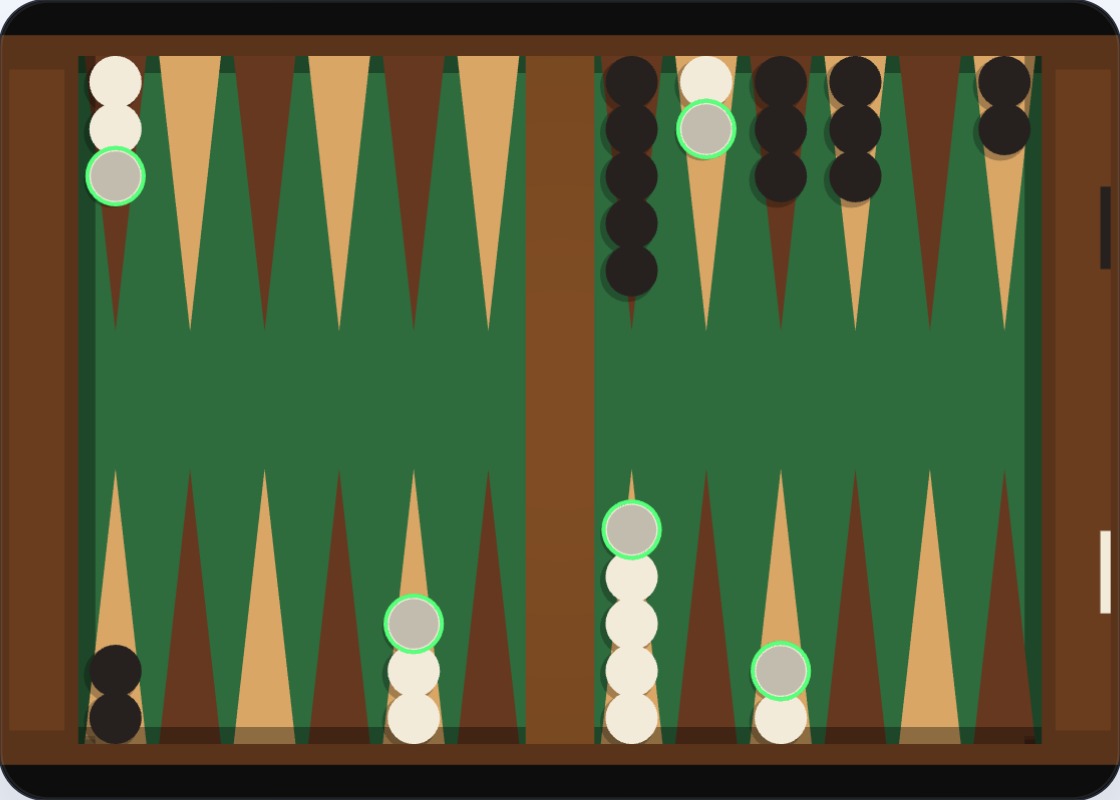 White has established an anchor at point 4 — two checkers safely inside Black's home board — while Black has built a strong home board at points 0, 2, 3, and 5
