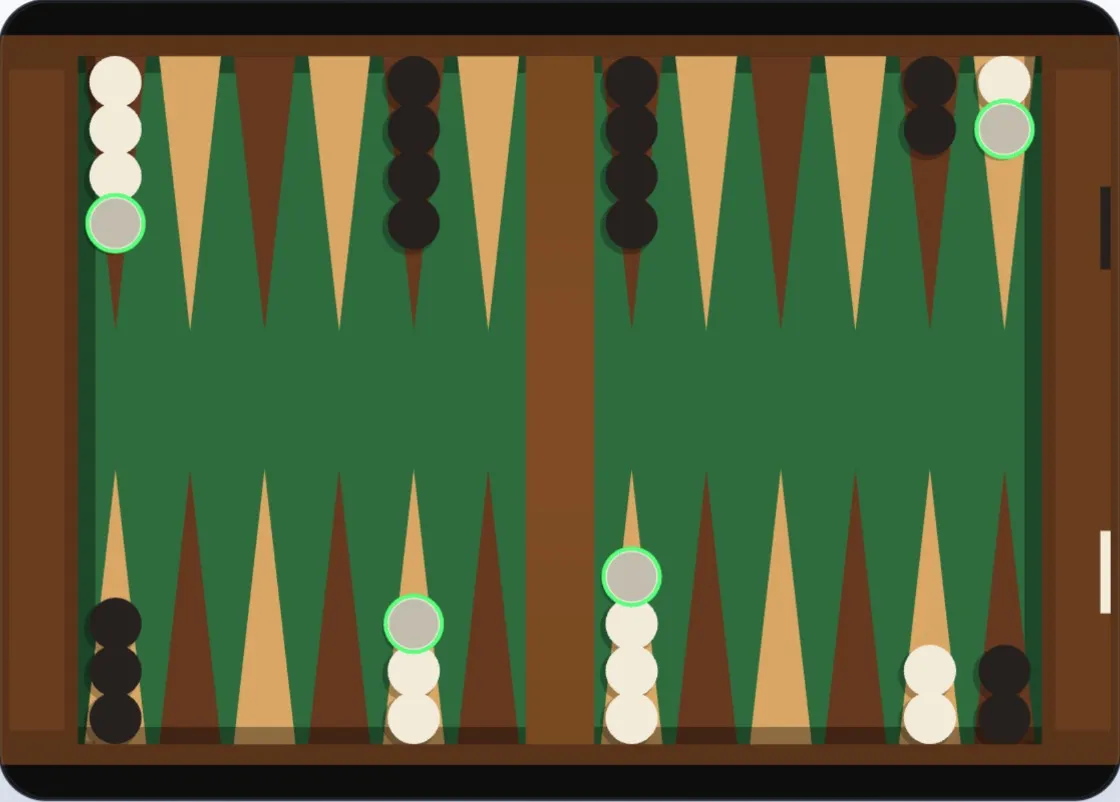 Both players have made their respective outer home board points — White at point 22 and Black at point 1 — creating strong anchors on both sides