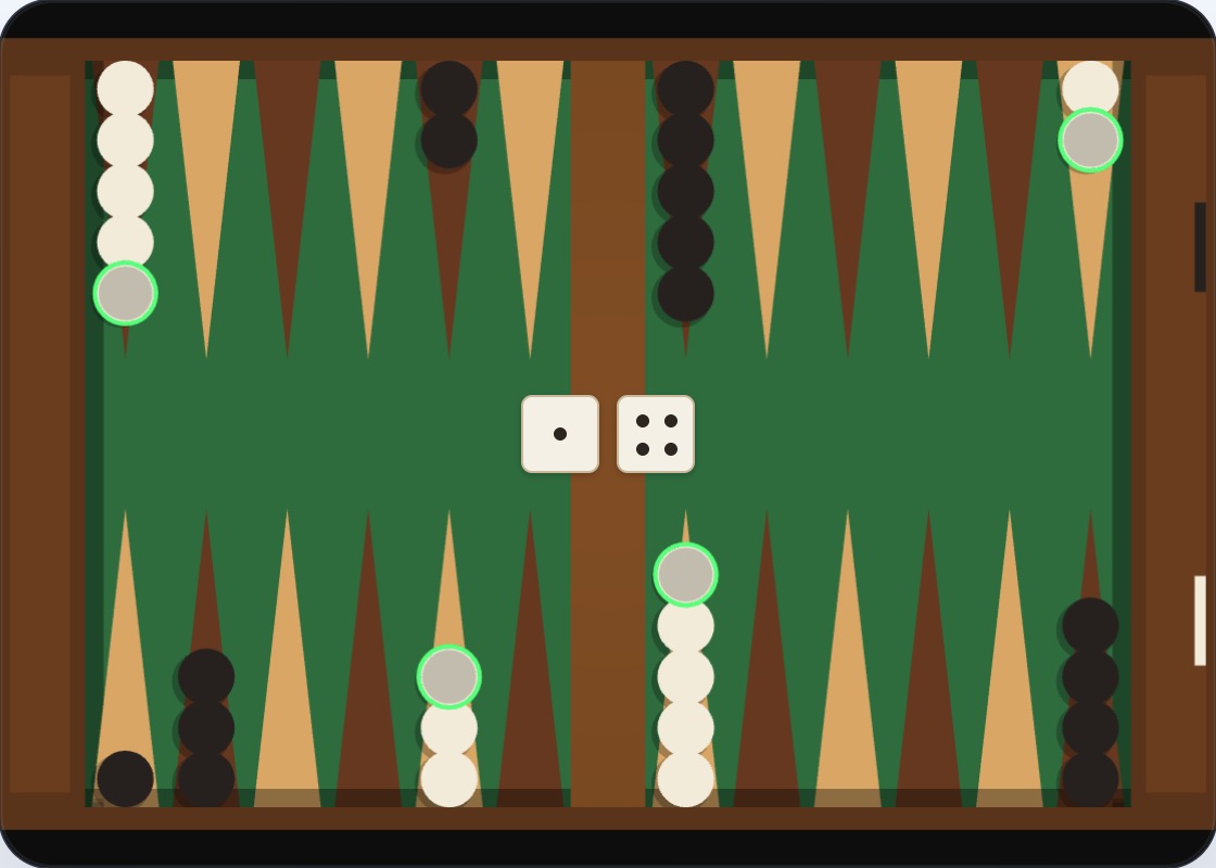 White is to move and has a checker that can hit Black's lone checker at point 12 with one of the dice showing