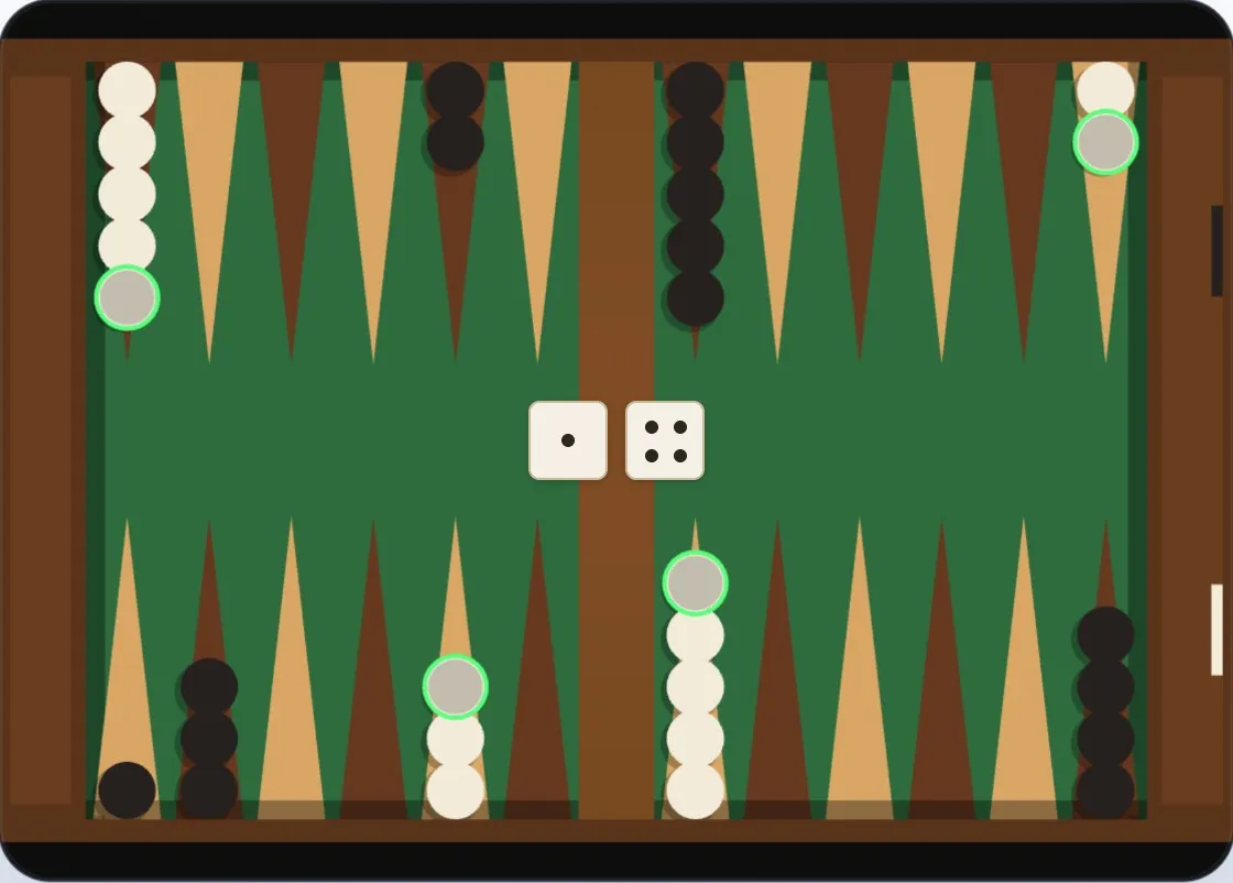 White is to move and has a checker that can hit Black's lone checker at point 12 with one of the dice showing