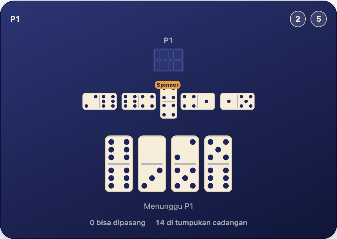 Rangkaian lima batu dengan balak 4-4 melintang di tengah, dan batu yang tersambung darinya di kedua sisi