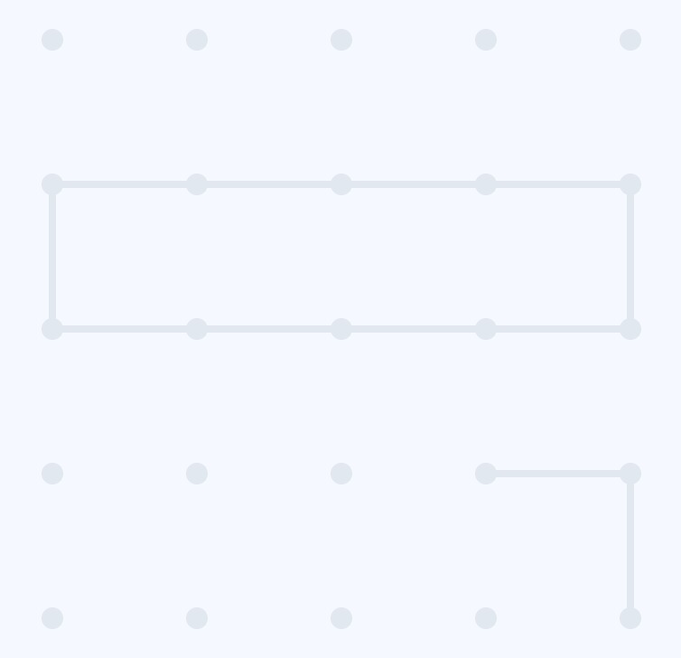 A horizontal chain of four boxes across the middle rows; every box has its top and bottom sides drawn with outer walls in place, leaving the interior connections undrawn