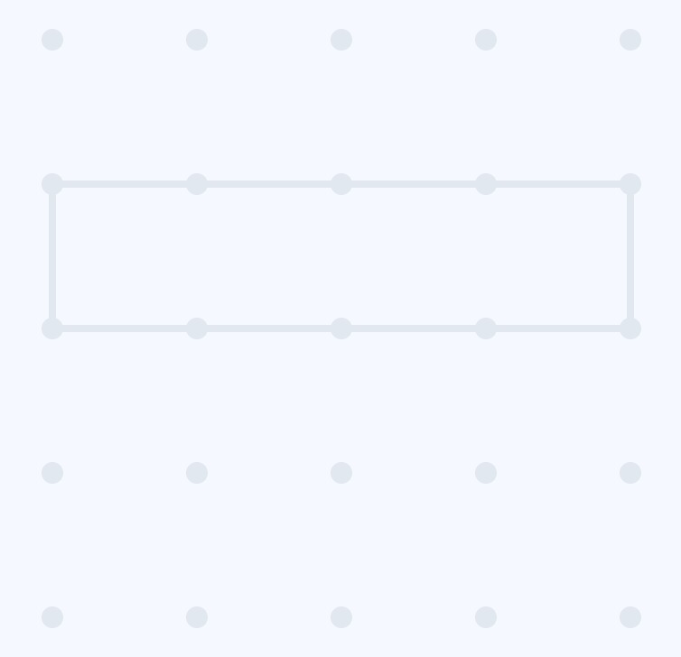 Czteropólowy poziomy łańcuch przez środek planszy ze wszystkimi zewnętrznymi ścianami narysowanymi; brak wewnętrznych połączeń