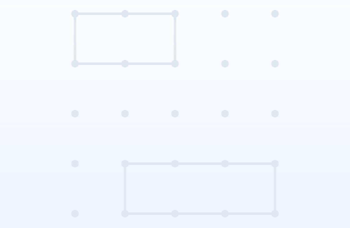 Siatka późnej gry pokazująca dwie oddzielne grupy łańcuchów — dwupólowa w lewym górnym rogu i trzypólowa w prawym dolnym — z kilkoma już przejętymi polami