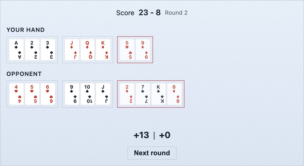 Wyświetlanie punktów po zakończonej rundzie