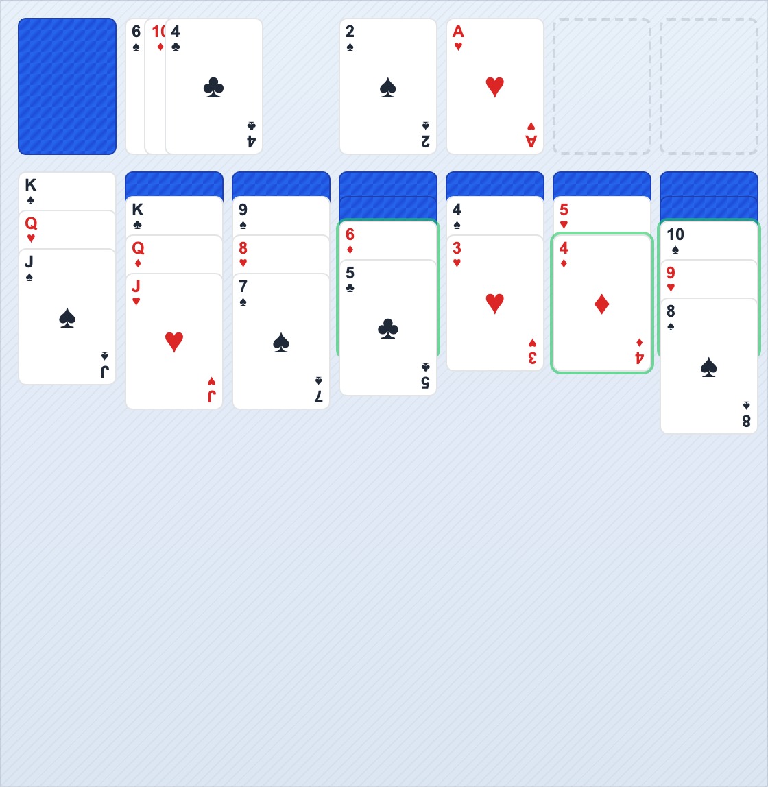 Mode piocher 3 avec cartes en eventail